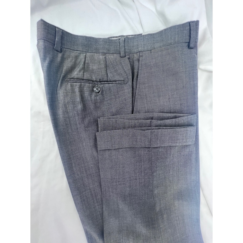 Saks‎ Fifth Avenue BLACK Spencer Mens Grey 100% Wool Cuffed Dress Pants 33x30